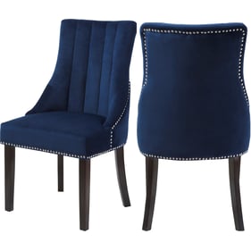 2 Meridian Furniture Oxford Navy Velvet Dining Chairs