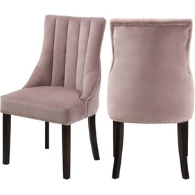 2 Meridian Furniture Oxford Pink Velvet Dining Chairs