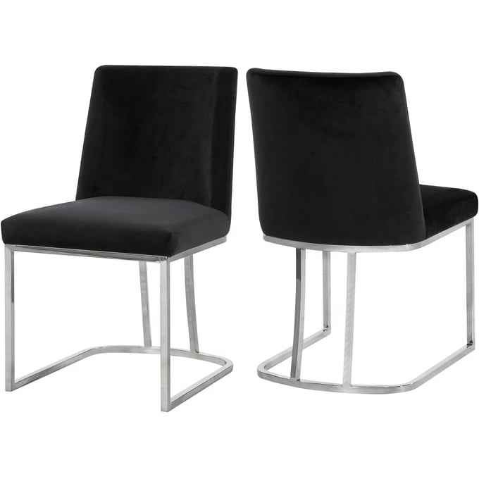 2 Meridian Furniture Heidi Black Velvet Chrome Dining Chairs MRD-728BLACK-C