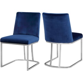 2 Meridian Furniture Heidi Navy Velvet Chrome Dining Chairs