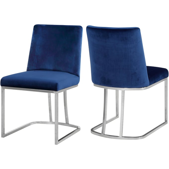 Design Edge Talbingo 2  Navy Velvet Chrome Base Dining Chairs DE-23030319