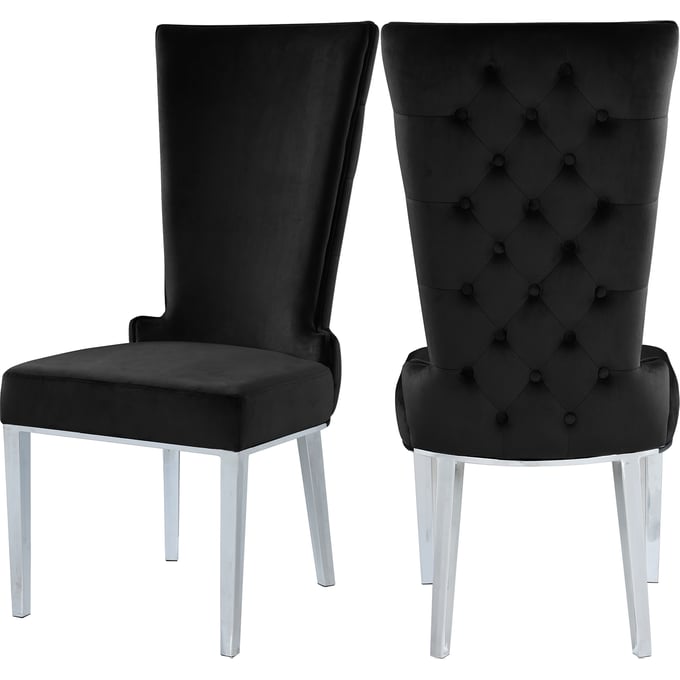 2 Meridian Furniture Serafina Black Velvet Dining Chairs MRD-729BLACK-C