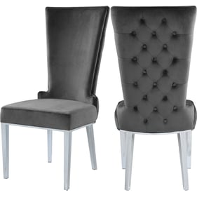 2 Meridian Furniture Serafina Grey Velvet Dining Chairs