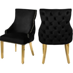 2 Meridian Furniture Tuft Black Velvet Dining Chairs