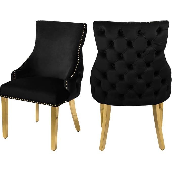 2 Meridian Furniture Tuft Black Velvet Dining Chairs MRD-730BLACK-C