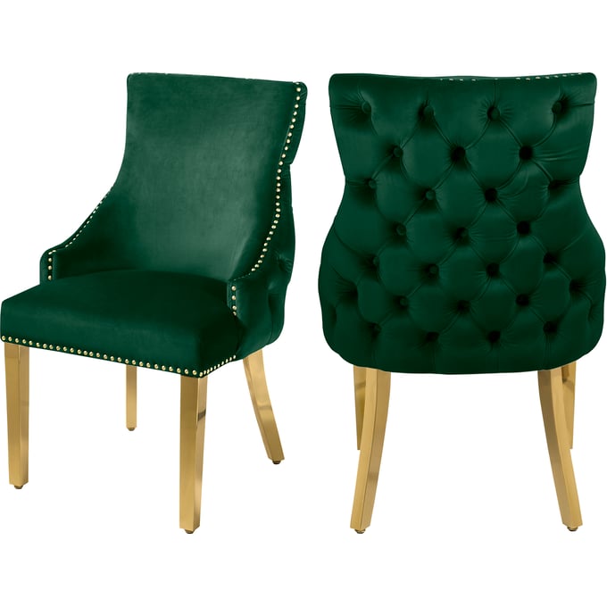 2 Meridian Furniture Tuft Green Velvet Dining Chairs MRD-730GREEN-C