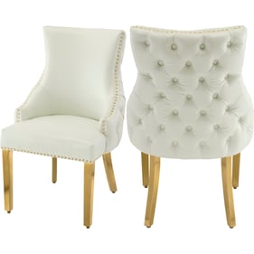 2 Meridian Furniture Tuft White Vegan Leather Dining Chairs