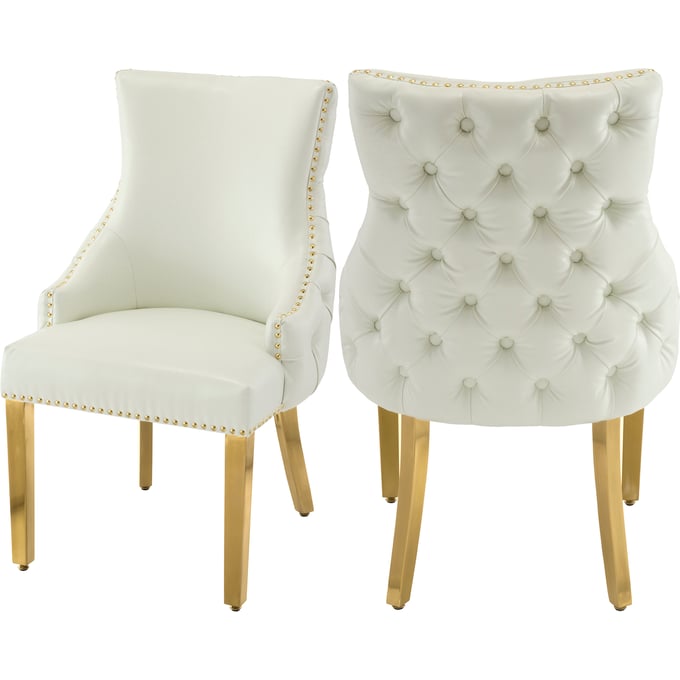 2 Meridian Furniture Tuft White Vegan Leather Dining Chairs MRD-730WHITE-C