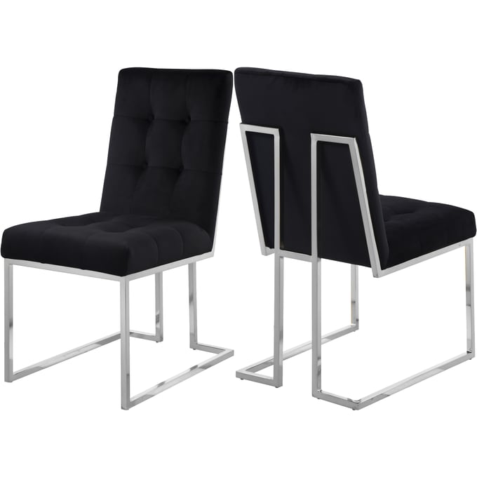 2 Meridian Furniture Alexis Black Velvet Dining Chairs MRD-731BLACK-C