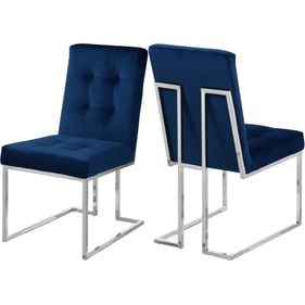 2 Meridian Furniture Alexis Navy Velvet Dining Chairs