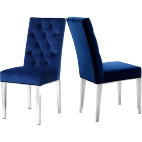 2 Meridian Furniture Juno Navy Velvet Dining Chairs