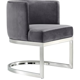 Design Edge Port Macquarie  Grey Velvet Chrome Base Dining Chair