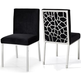 2 Meridian Furniture Opal Black Velvet Chrome Dining Chairs