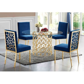 Meridian Furniture Opal Navy 5pc Round Dining Room Set