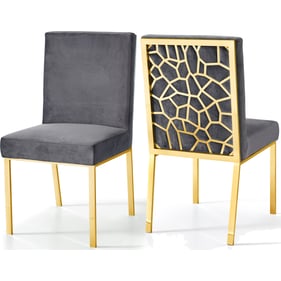 Design Edge Bedourie 2  Grey Velvet Gold Base Dining Chairs