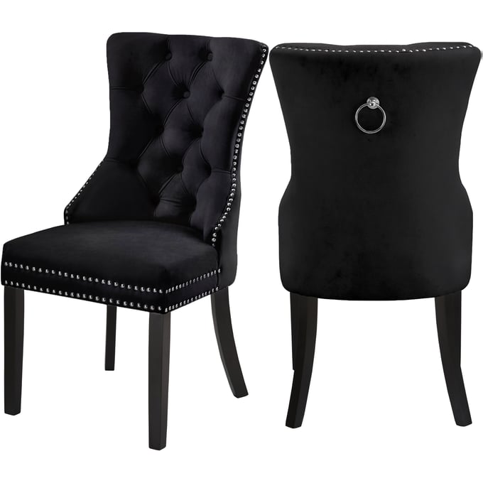 2 Meridian Furniture Nikki Black Velvet Dining Chairs MRD-740BLACK-C