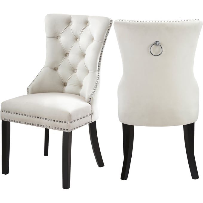 Design Edge Augathella 2  Cream Velvet Dining Chairs DE-22249938