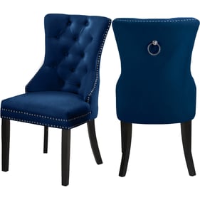 2 Meridian Furniture Nikki Navy Velvet Dining Chairs