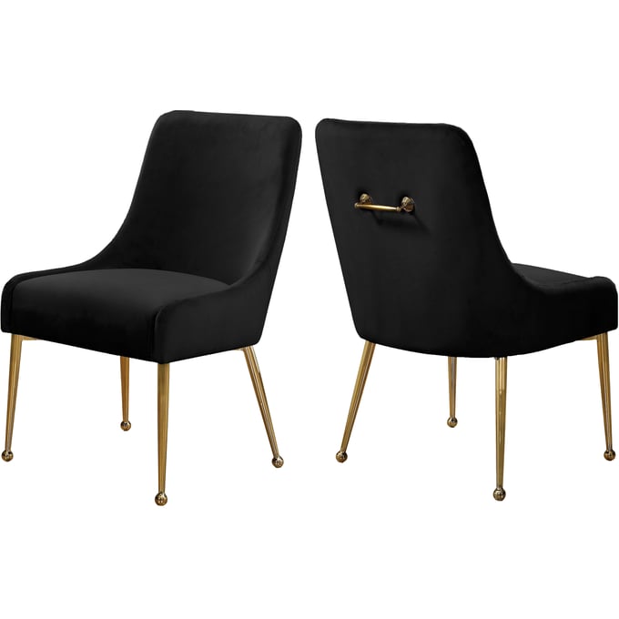 2 Meridian Furniture Owen Black Velvet Dining Chairs MRD-744BLACK