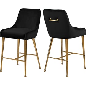 2 Meridian Furniture Owen Black Velvet Bar Stools