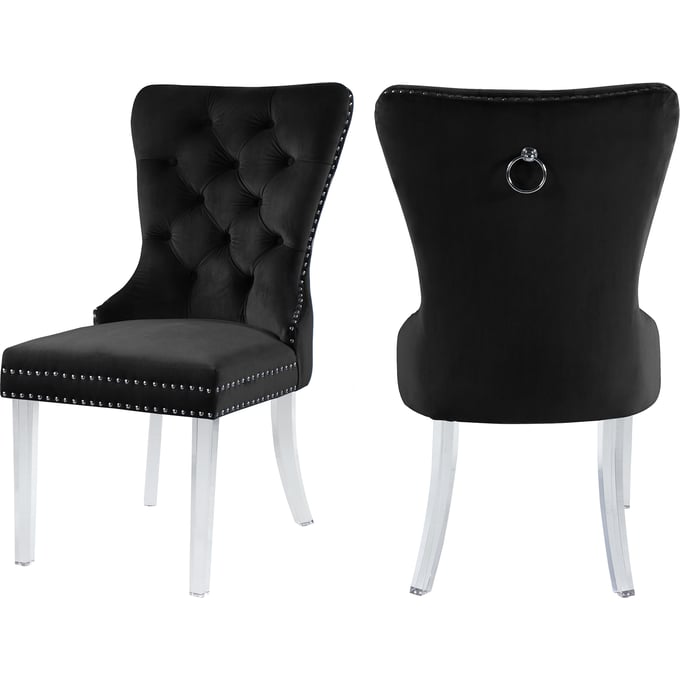 2 Meridian Furniture Miley Black Velvet Dining Chairs MRD-746BLACK-C