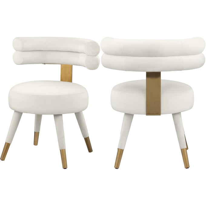 2 Meridian Furniture Fitzroy Cream Velvet Dining Chairs MRD-747CREAM-C