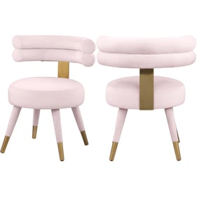 2 Meridian Furniture Fitzroy Pink Velvet Dining Chairs