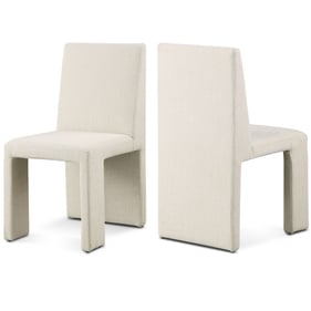 2 Meridian Furniture Benson Beige Fabric Textured Dining Chairs