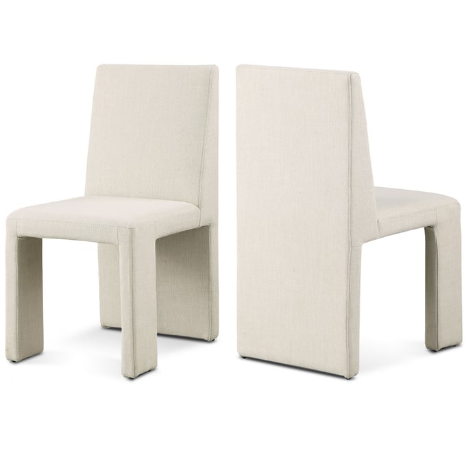 2 Meridian Furniture Benson Beige Fabric Textured Dining Chairs MRD-751BEIGE-C