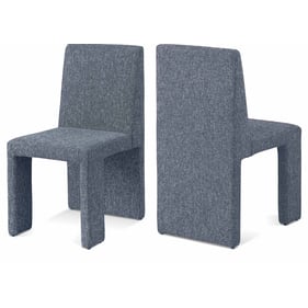 2 Meridian Furniture Benson Blue Fabric Textured Dining Chairs