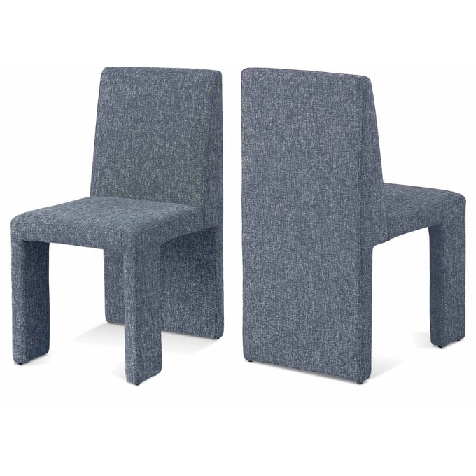 2 Meridian Furniture Benson Blue Fabric Textured Dining Chairs MRD-751BLUE-C