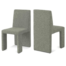 2 Meridian Furniture Benson Green Fabric Textured Dining Chairs