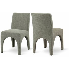 2 Meridian Furniture Gramercy Green Linen Textured Fabric Dining Chairs