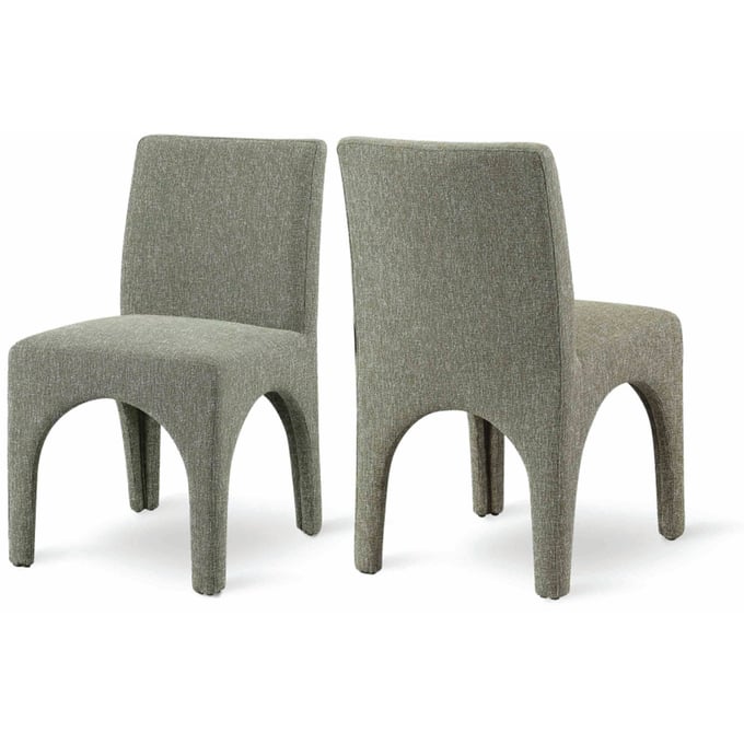 2 Meridian Furniture Gramercy Green Linen Textured Fabric Dining Chairs MRD-753GREEN-C