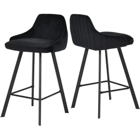 Design Edge Hughenden 2  Black Velvet Stools