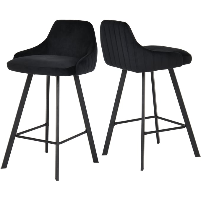 Design Edge Hughenden 2  Black Velvet Stools DE-23031014