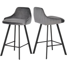 Design Edge Hughenden 2  Grey Velvet Stools