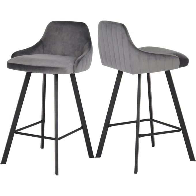 Design Edge Hughenden 2  Grey Velvet Stools DE-23031024