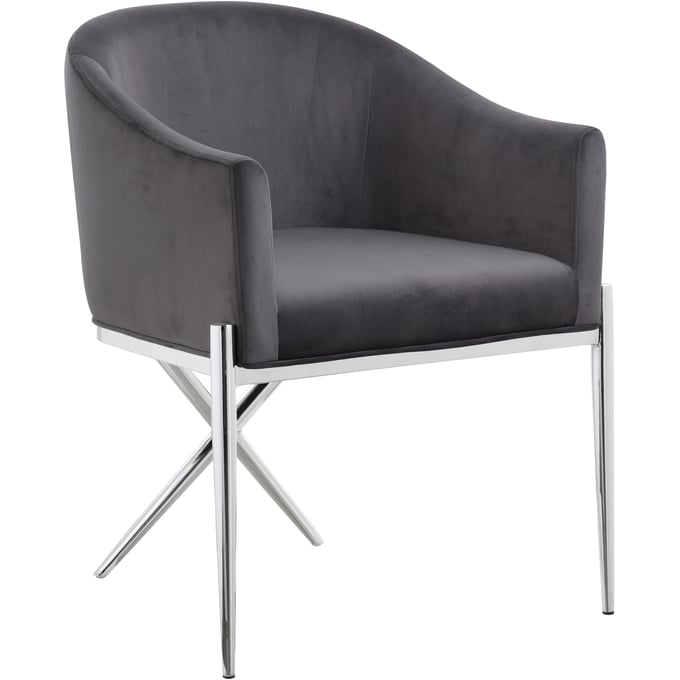 Meridian Furniture Xavier Grey Velvet Chrome Dining Chair MRD-762GREY-C