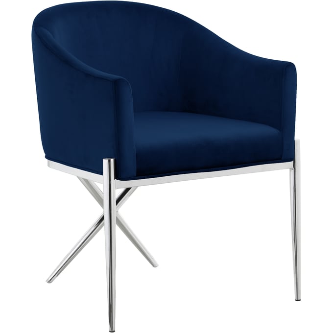 Meridian Furniture Xavier Navy Velvet Chrome Dining Chair MRD-762NAVY-C