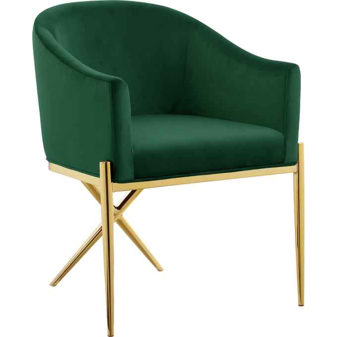 Meridian Furniture Xavier Green Velvet Gold Dining Chair MRD-763GREEN-C