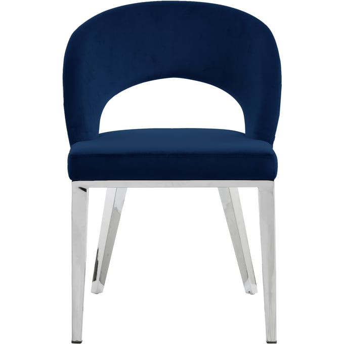 Meridian Furniture Roberto Navy Velvet Chrome Dining Chair MRD-764NAVY-C