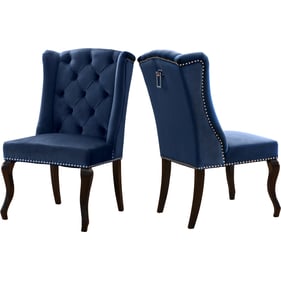 2 Meridian Furniture Suri Navy Velvet Espresso Dining Chairs