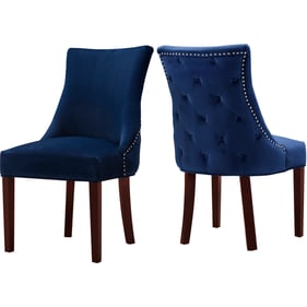 2 Meridian Furniture Hannah Navy Velvet Dining Chairs