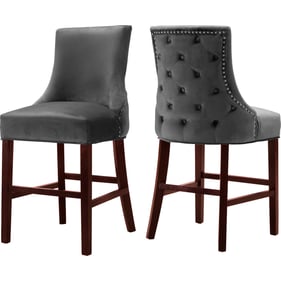 2 Meridian Furniture Hannah Grey Velvet Counter Height Stools