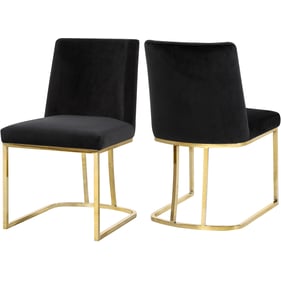 2 Meridian Furniture Heidi Black Velvet Gold Dining Chairs