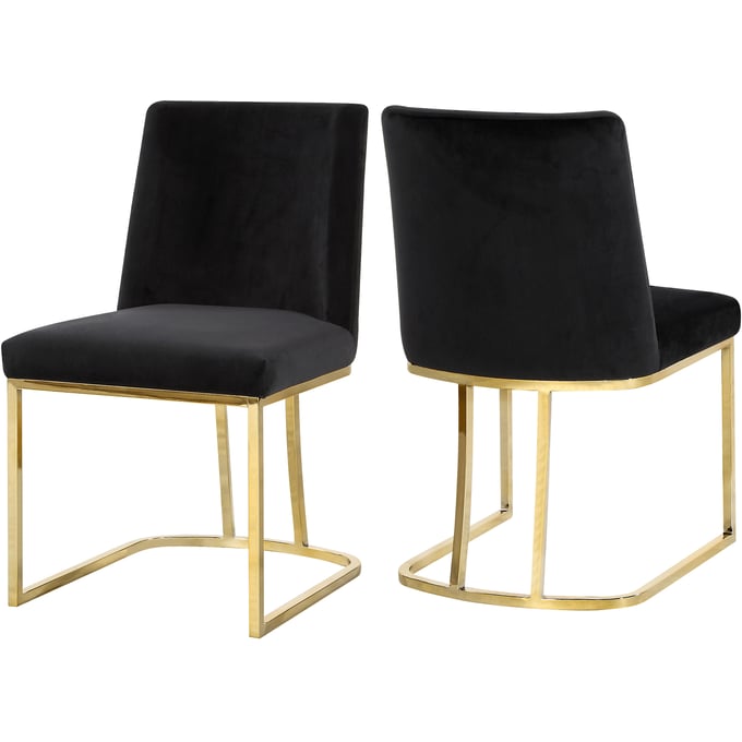 2 Meridian Furniture Heidi Black Velvet Gold Dining Chairs MRD-776BLACK-C