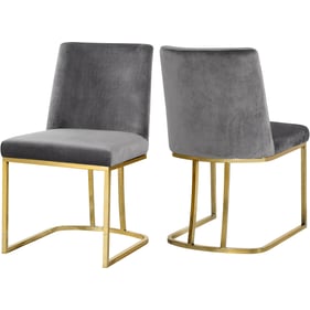 Design Edge Talbingo 2  Grey Velvet Gold Base Dining Chairs