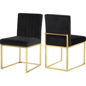 2 Meridian Furniture Giselle Black Velvet Gold Dining Chairs