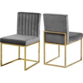 Design Edge Raymond Terrace 2  Grey Velvet Gold Base Dining Chairs